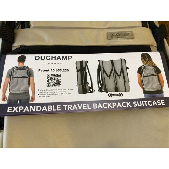 Duchamp London Expandable Travel Backpack Suitcase New Tan Carry-On USB Nylon - Picture 2 of 16